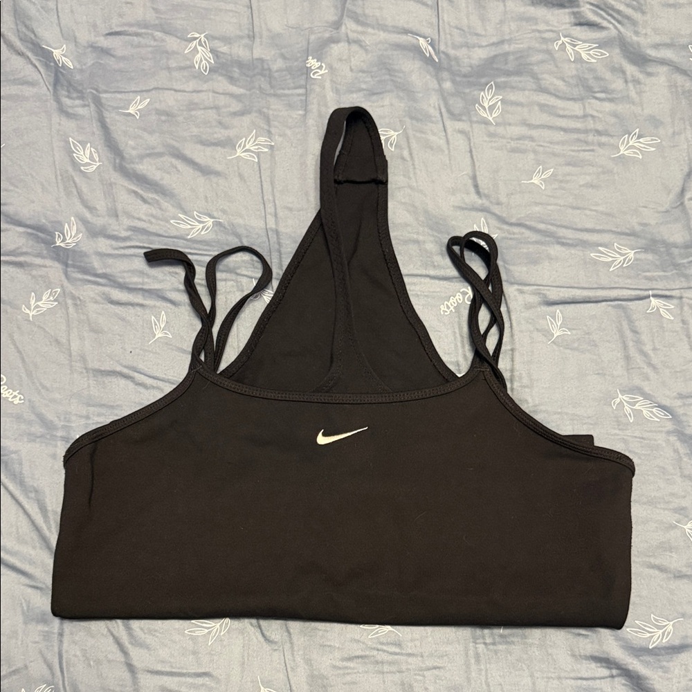 Nike Women's Black Sports Bra with White Logo